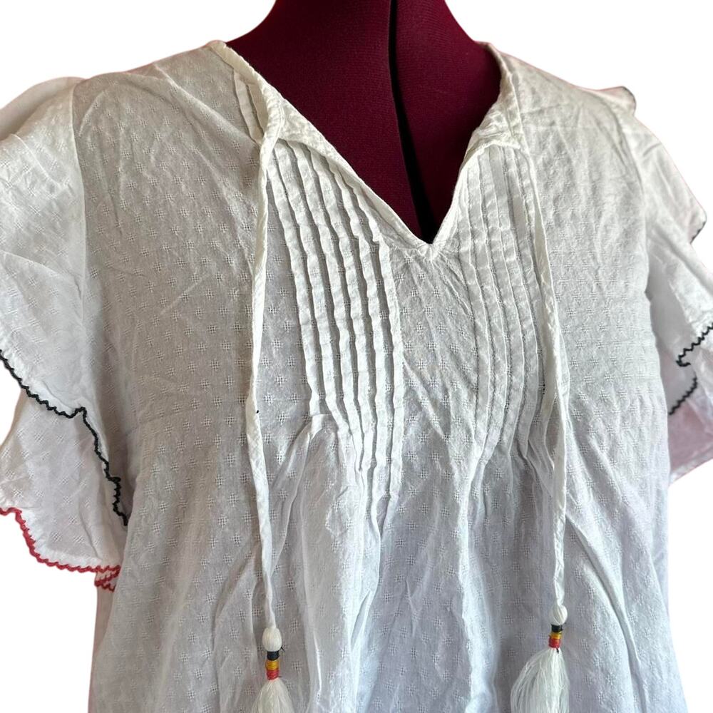 Womens Top Size XL White Flowy Casual Bohemian Travel Packable Vacation Summer - Picture 2 of 7